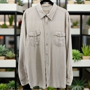 Bruno‎ Beige 100% Washable Linen Long Sleeve Button up Coastal Chic Resort XL